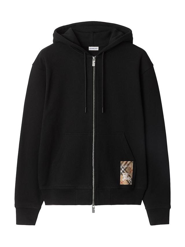 Mens Check Label Cotton Full-Zip Hoodie Product Image