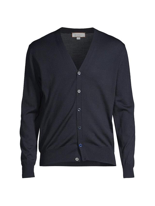 Mens Wool V-Neck Cardigan Product Image