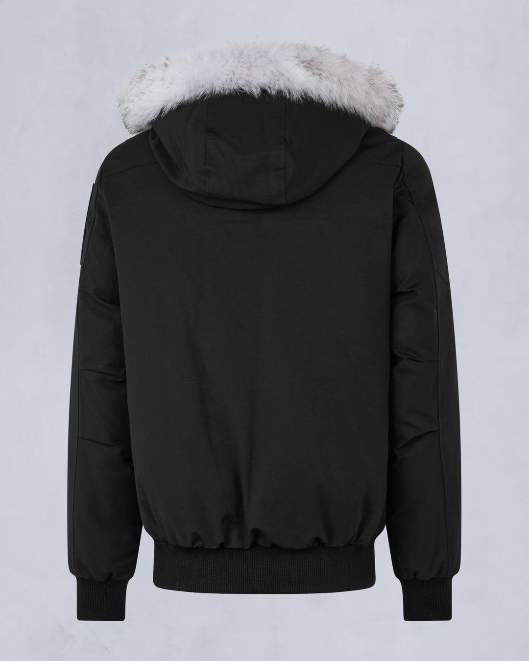 Moose Knuckles Mens Original Ballistic Bomber in Black with Natural Shearling Product Image