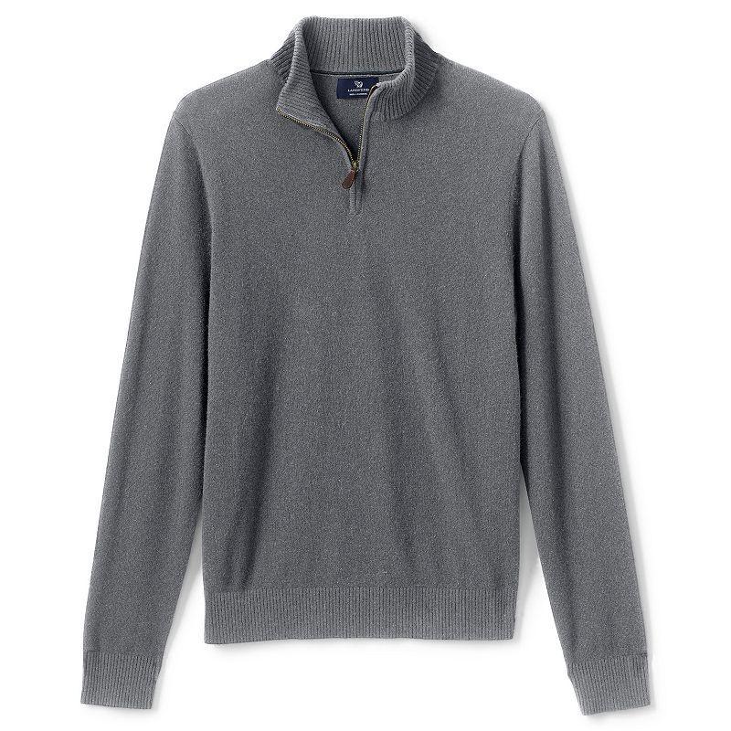 Mens Lands End Cashmere Quarter-Zip Sweater Product Image