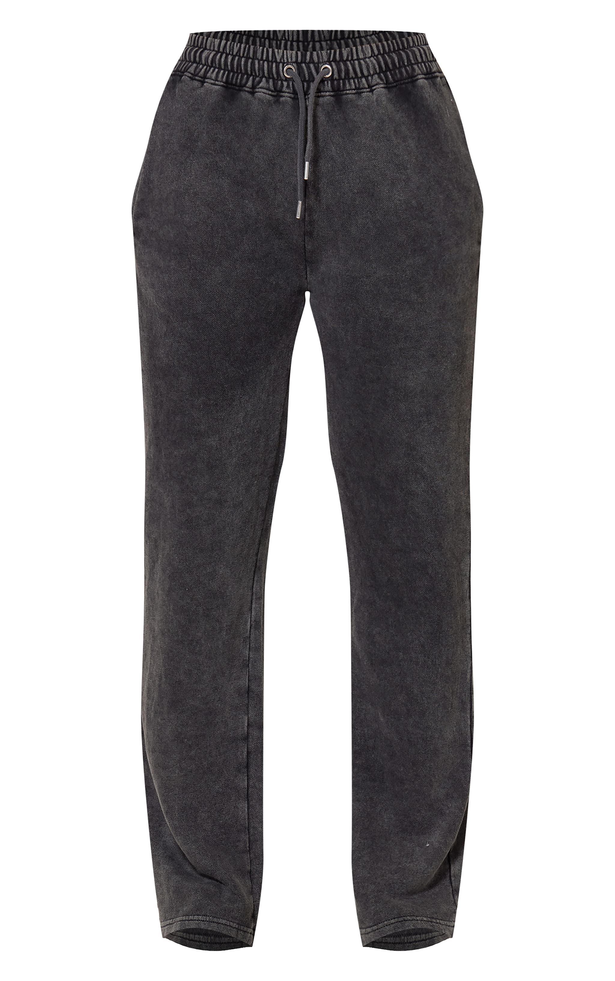 Charcoal Washed Straight Leg Seam Detail Sweatpants Product Image