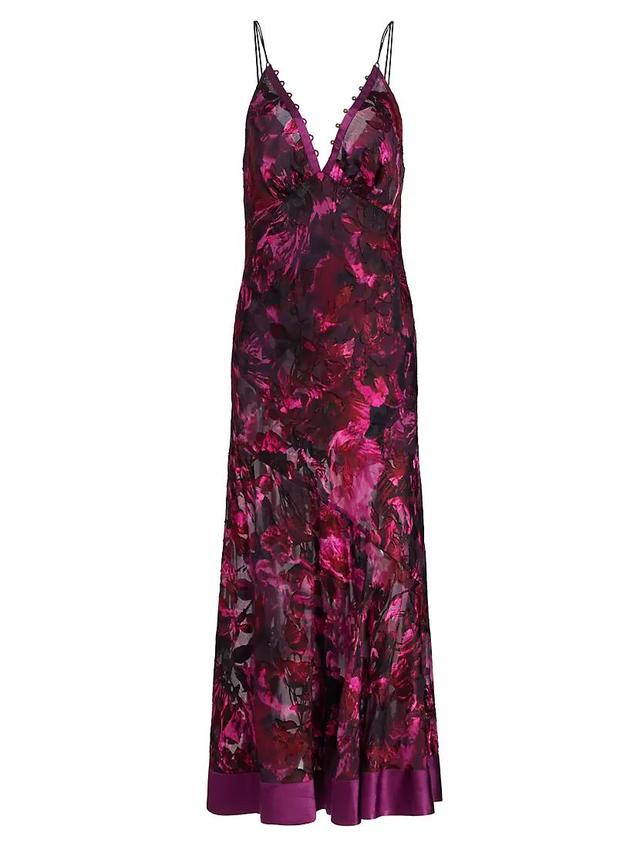 Marchesa Rosa Niobe Belted Floral Satin Slipdress Product Image