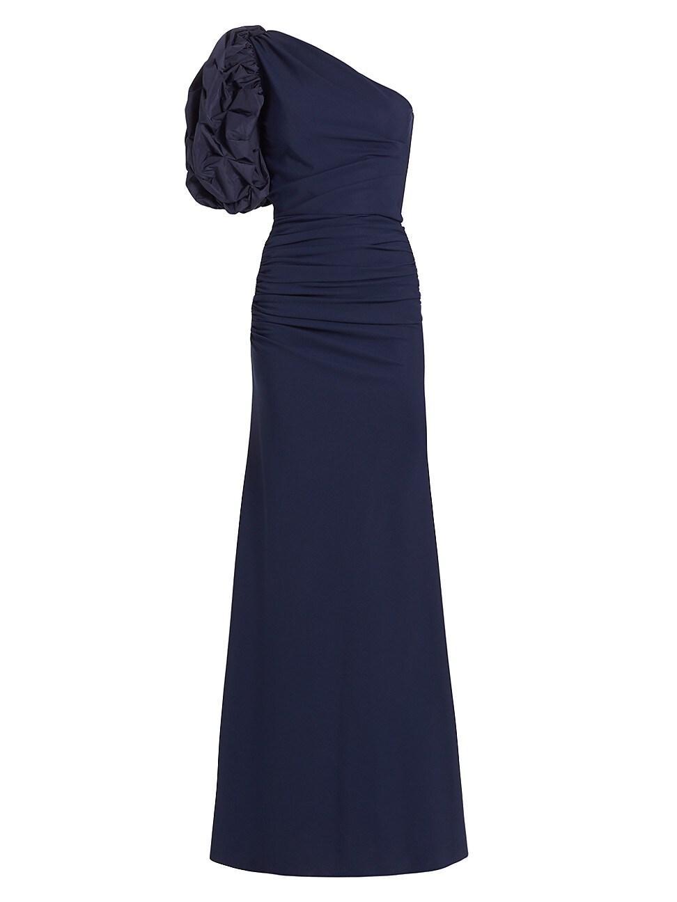 One-Shoulder Ruffle-Sleeve Trumpet Gown Product Image