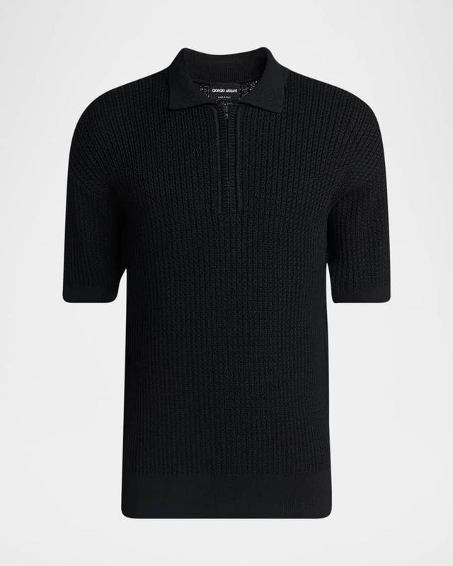 Men's Textured Knit Short-Sleeve Quarter-Zip Polo Sweater Product Image