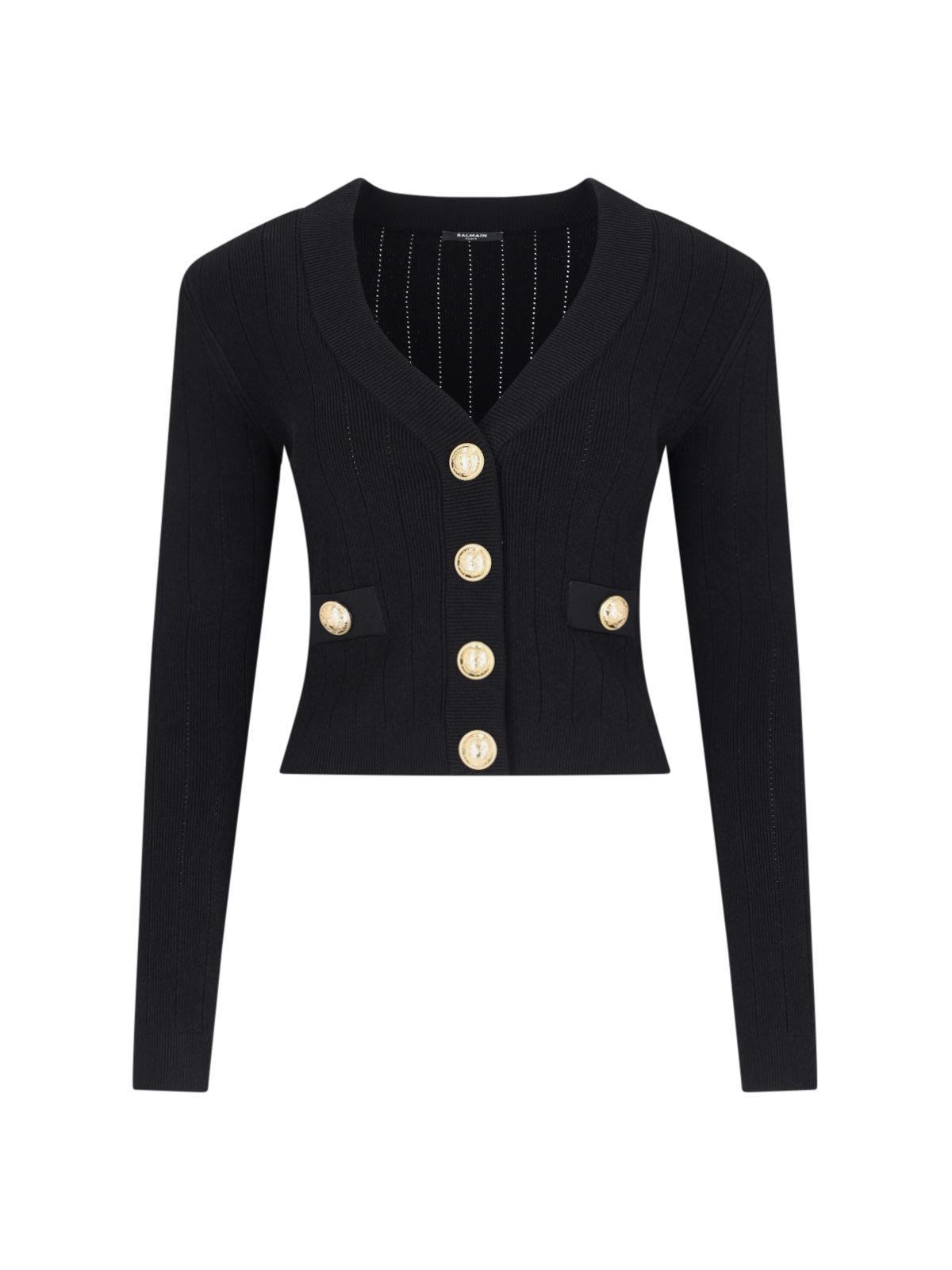 Gold Buttons Cardigan In Black Product Image