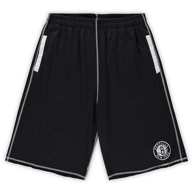 Mens /White Brooklyn Nets Big & Tall Contrast Stitch Knit Shorts Product Image