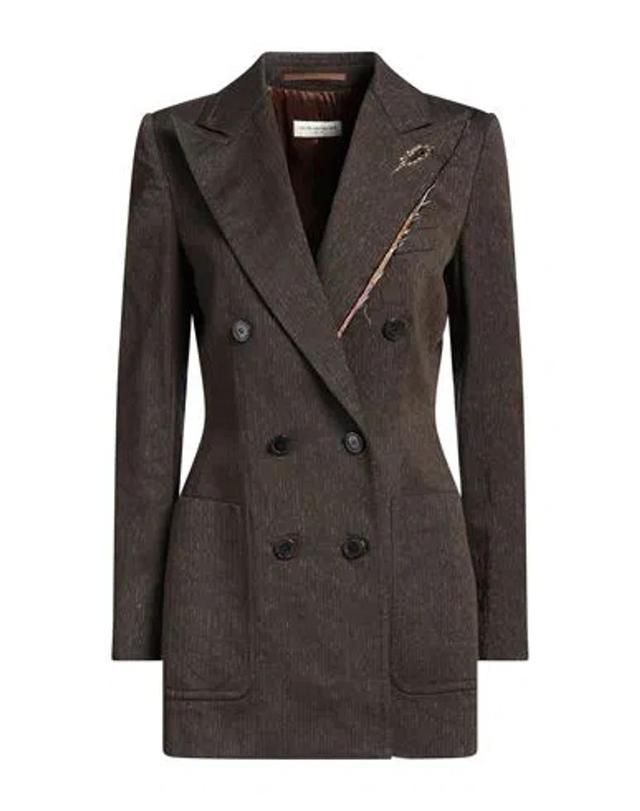 DRIES VAN NOTEN Woman Blazer Khaki Size 8 Cotton, Linen, Polyester, Polyamide, Elastane In Beige Product Image