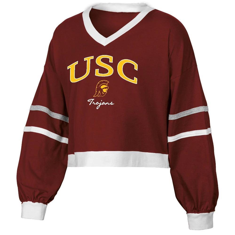 NCAA USC Trojans Womens Long Sleeve V-Neck T-Shirt Product Image