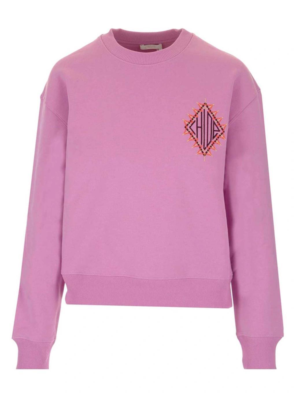 Cotton Sweatshirt With Cotton Fleece Logo In Pink product image