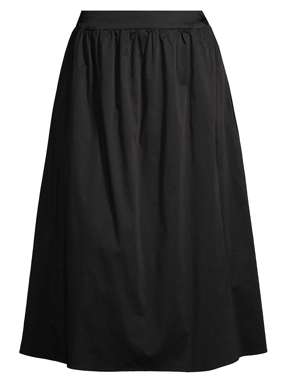 Womens Pleated Cotton-Blend Midi-Skirt product image