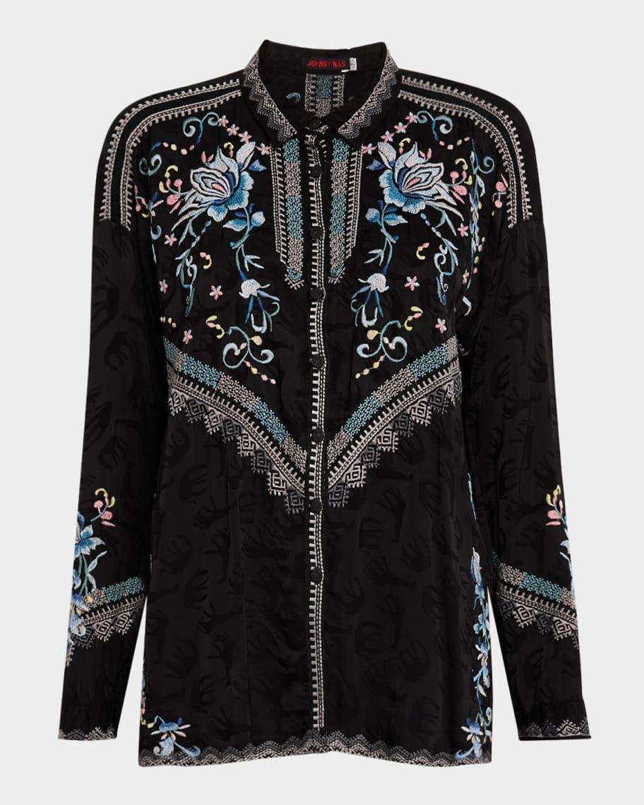 Sanmi Audrey Embroidered Animal-Print Blouse product image