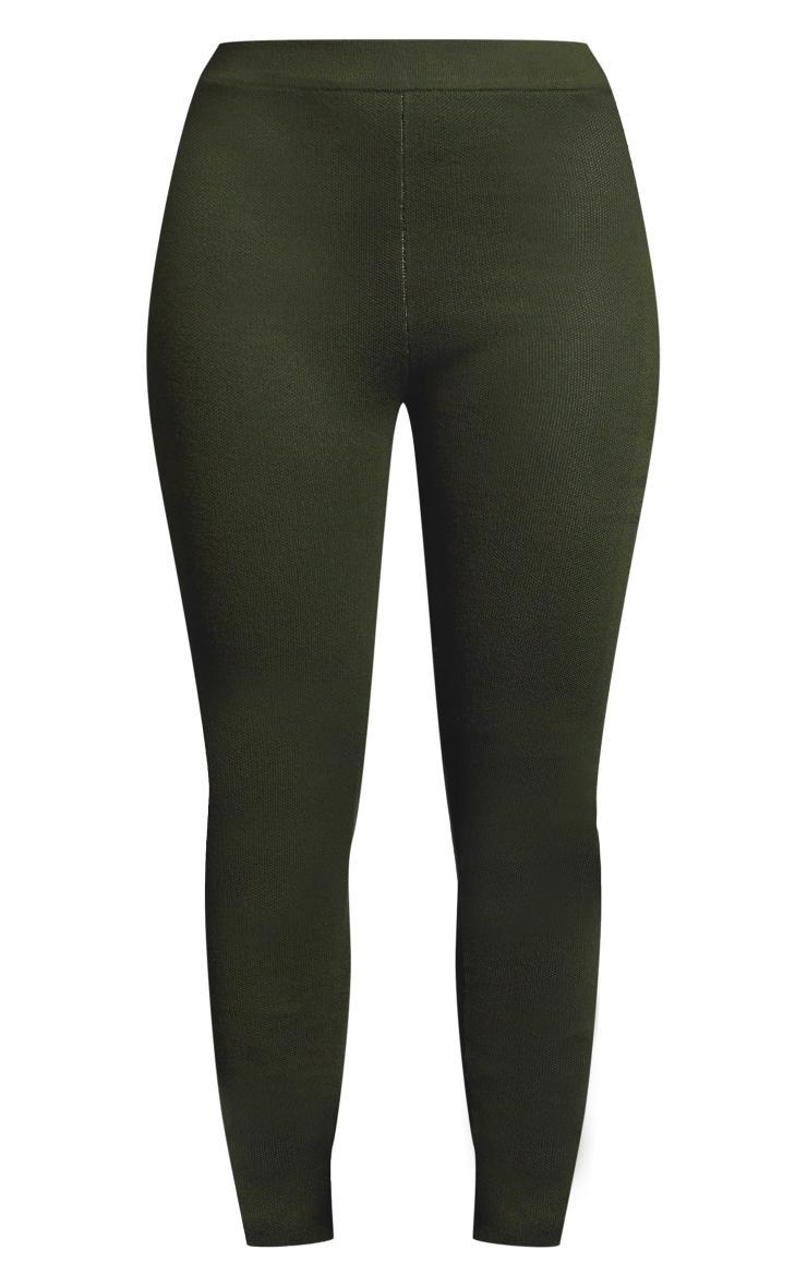 Plus Khaki Side Panel Lines Ski Knitted Base Layer Leggings Product Image