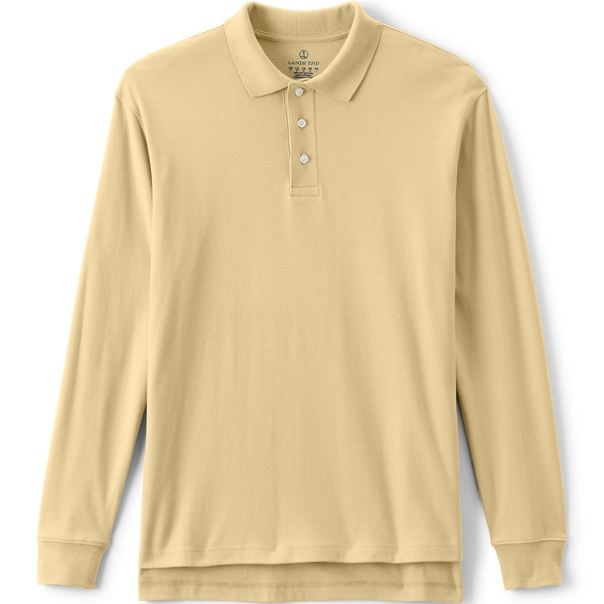 Lands End School Uniform Mens Long Sleeve Interlock Polo Shirt Product Image