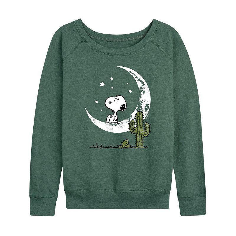 Womens Peanuts Snoopy Desert On Moon Lightweight French Terry Sweatshirt, Girls Grey Indigo Product Image