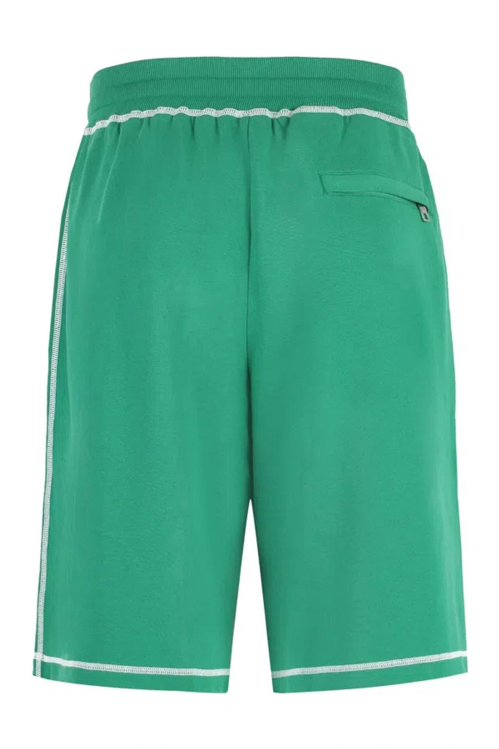 Cotton Bermuda Shorts In Green Product Image