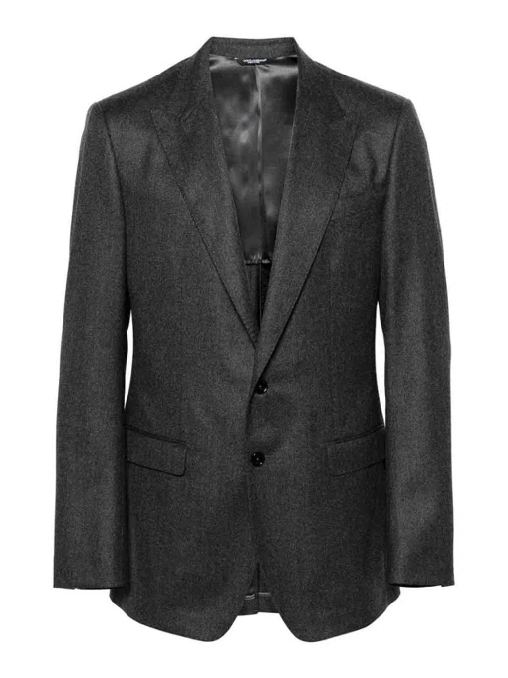 Single-breasted Virgin-wool Blazer In Grey Product Image