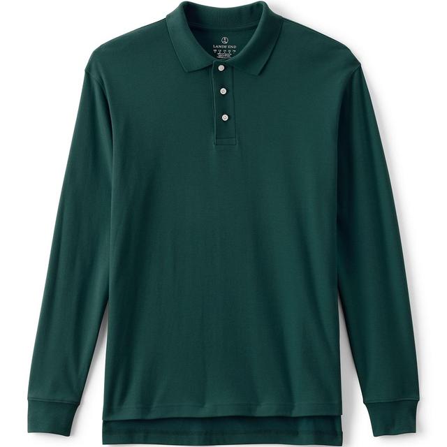 Lands End Mens School Uniform Long Sleeve Interlock Polo Shirt Product Image