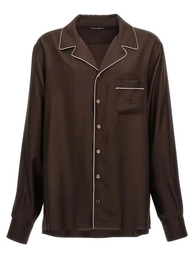 Logo Embroidery Shirt In Brown Product Image