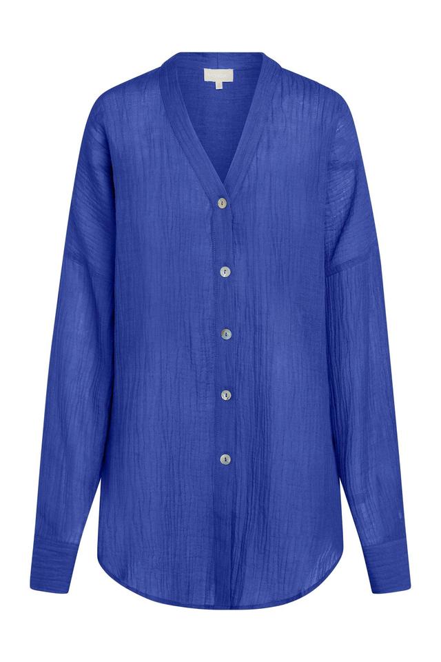 Barcelona Tunic - Cobalt Crinkle Linen Product Image