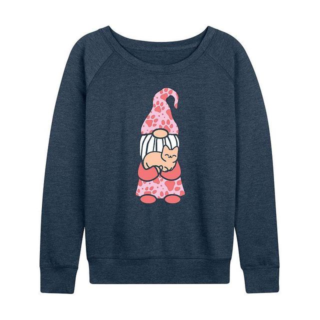 Womens Cat Gnome Slouchy Graphic Sweatshirt Grey Indigo Product Image