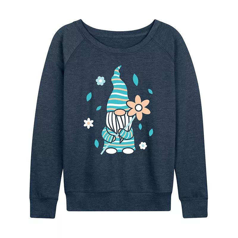 Womens Scandinavian Garden Gnome Slouchy Graphic Sweatshirt Grey Indigo Product Image