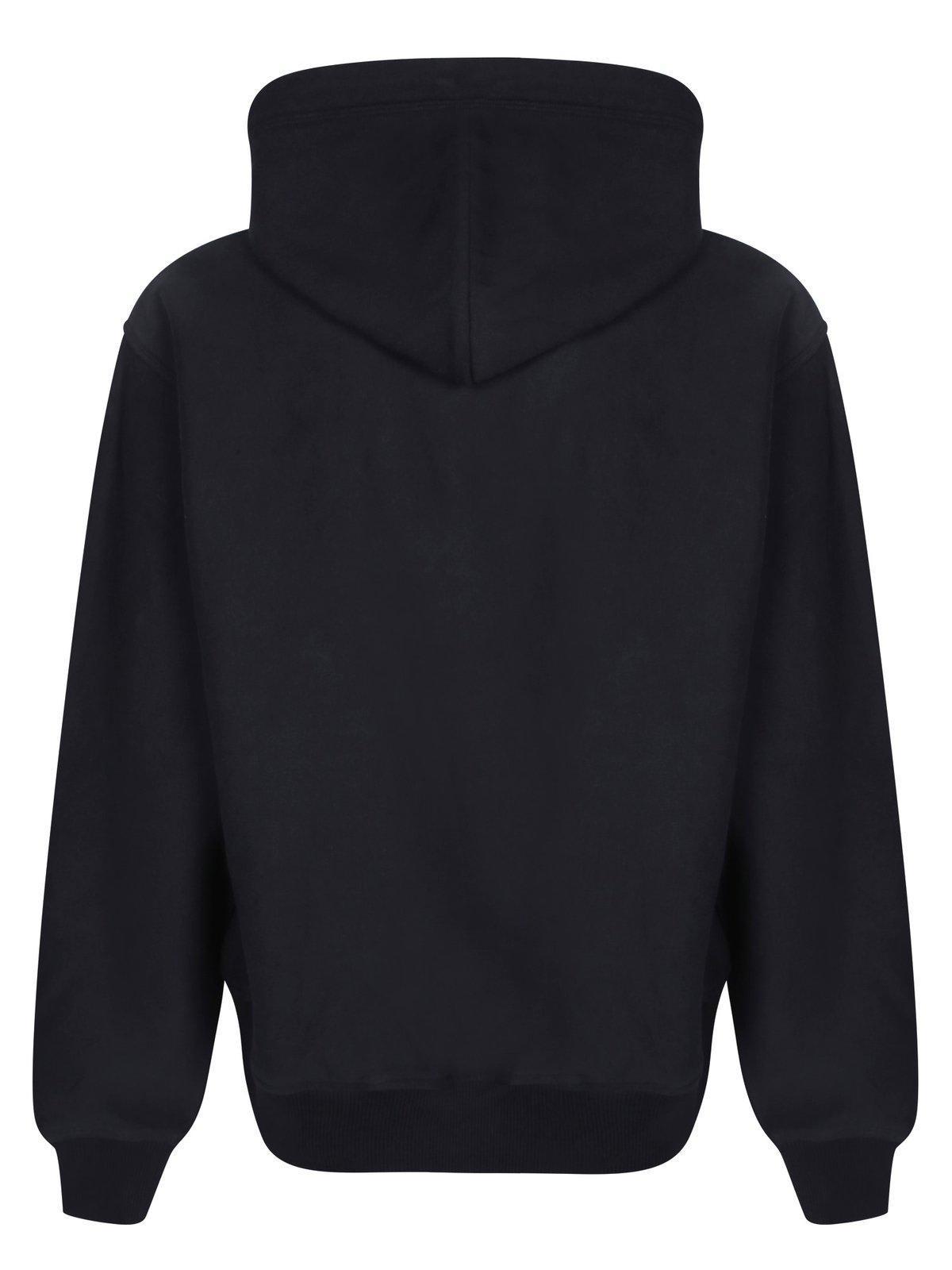 Kangaroo-pouched Drawstring Hoodie In Black Product Image