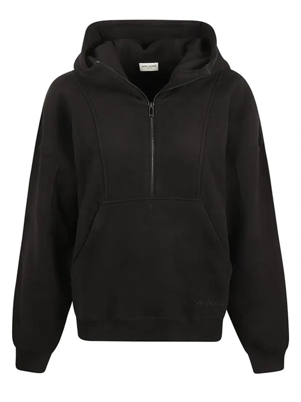 Mid-zip Hoodie In Black Product Image