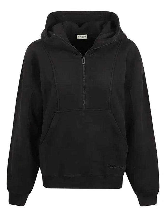 Mid-zip Hoodie In Black Product Image