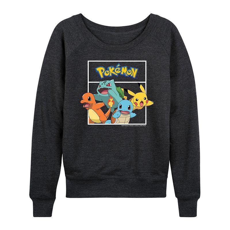 Womens Pokemon Team Pokemon Slouchy Graphic Sweatshirt Grey Indigo Product Image