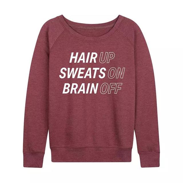 Plus Hair Up Sweats On Brain Off Pullover, Womens Grey Maroon Product Image