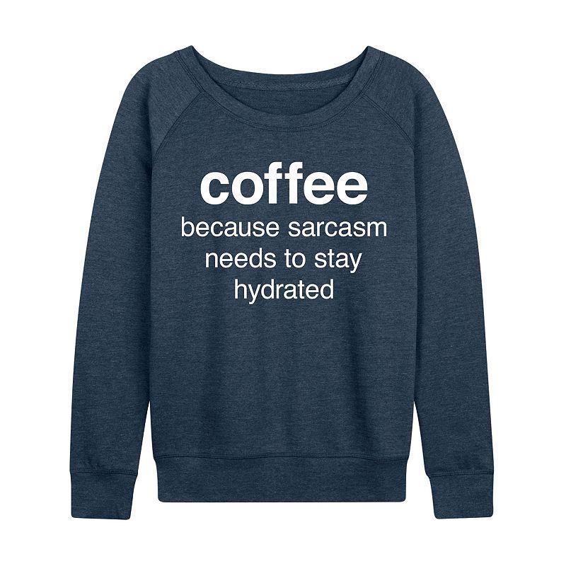 Womens Coffee Sarcasm Slouchy Graphic Sweatshirt, Girls Grey Blue Product Image