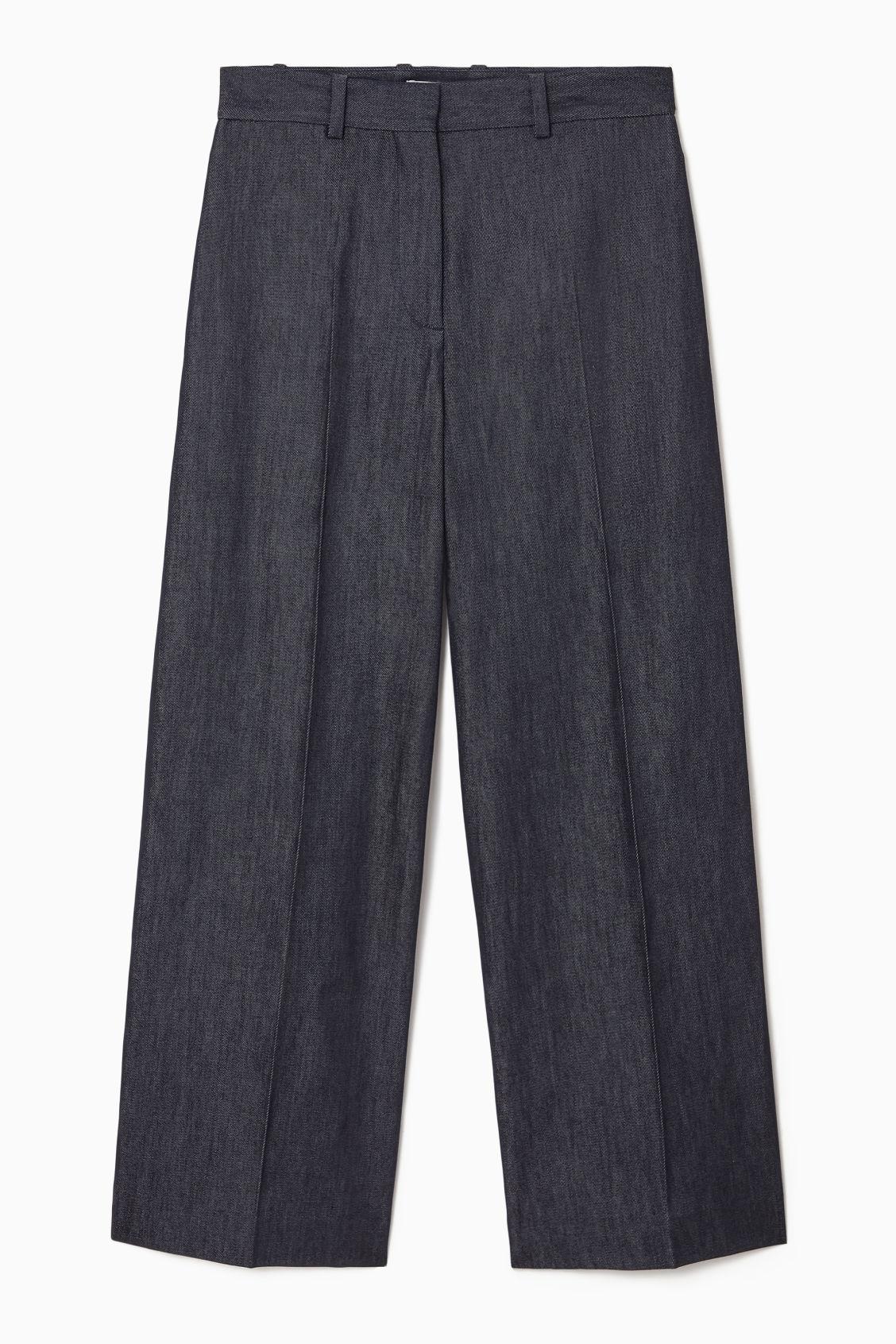 TAILORED WIDE-LEG DENIM TROUSERS product image