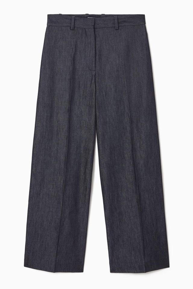 TAILORED WIDE-LEG DENIM PANTS Product Image