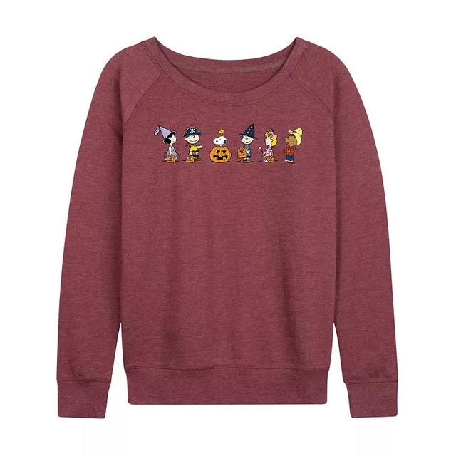 Womens Peanuts Group Trick Or Treat Lightweight French Terry Sweatshirt Grey Dark Red Product Image