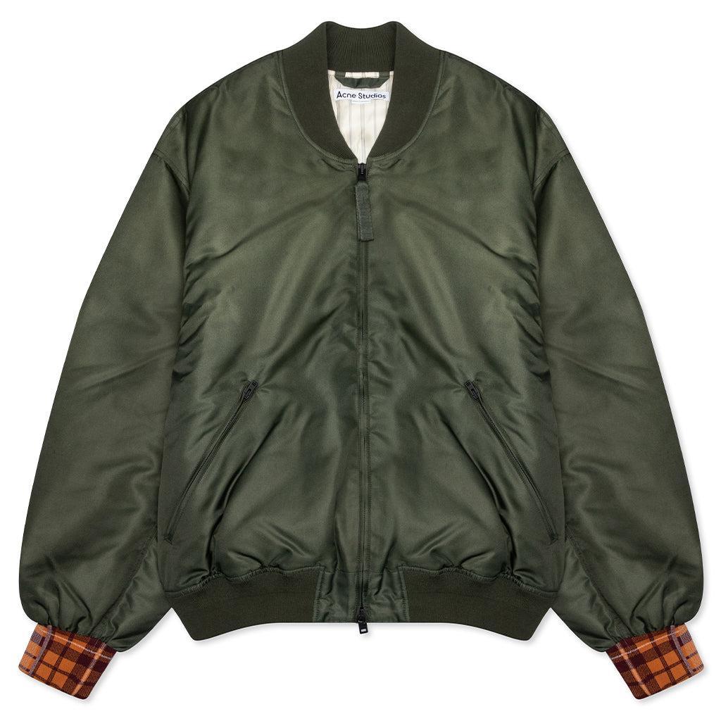 Satin Bomber Jacket - Olive Green Male Product Image