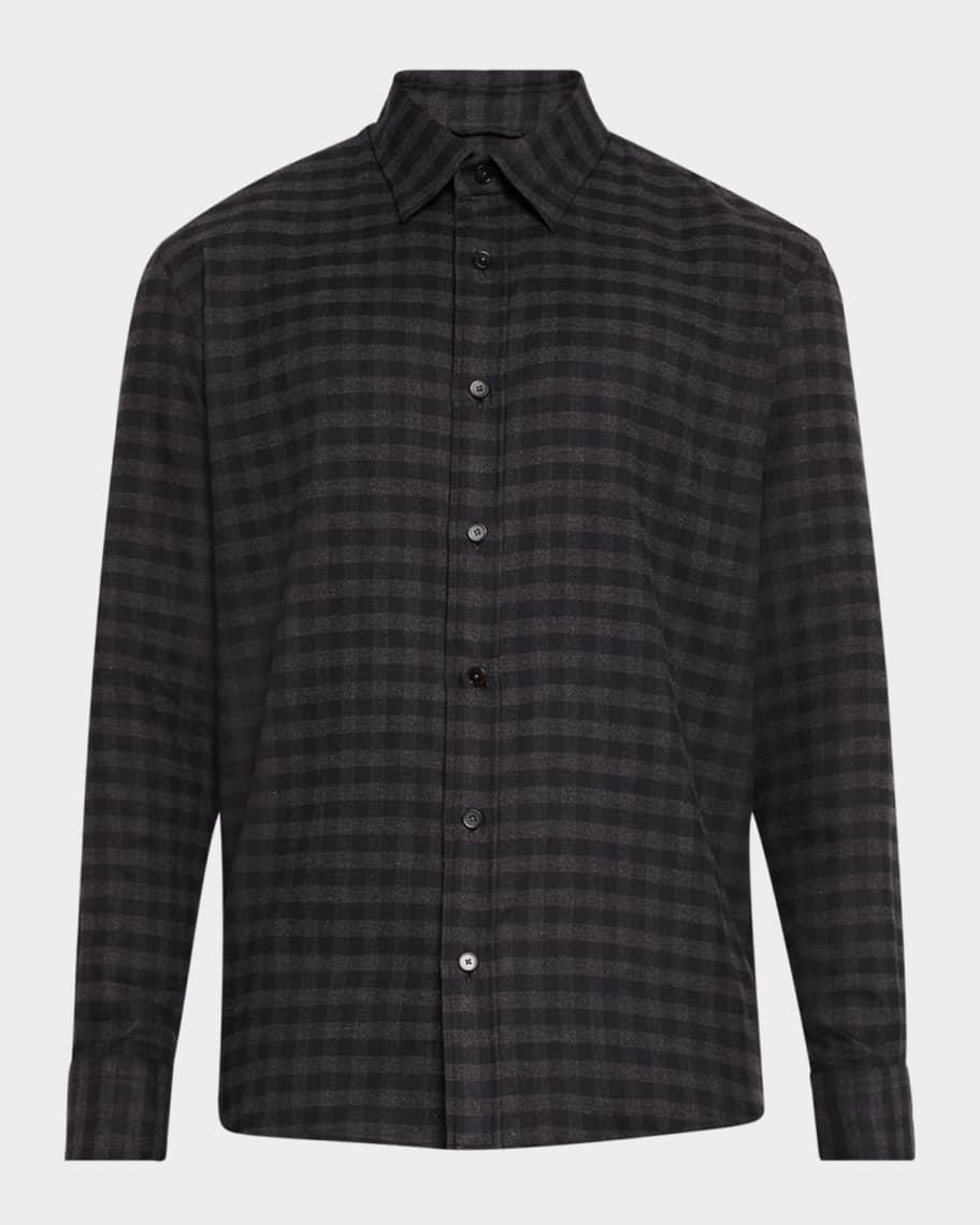 Mens Cotton Gingham Sport Shirt Product Image