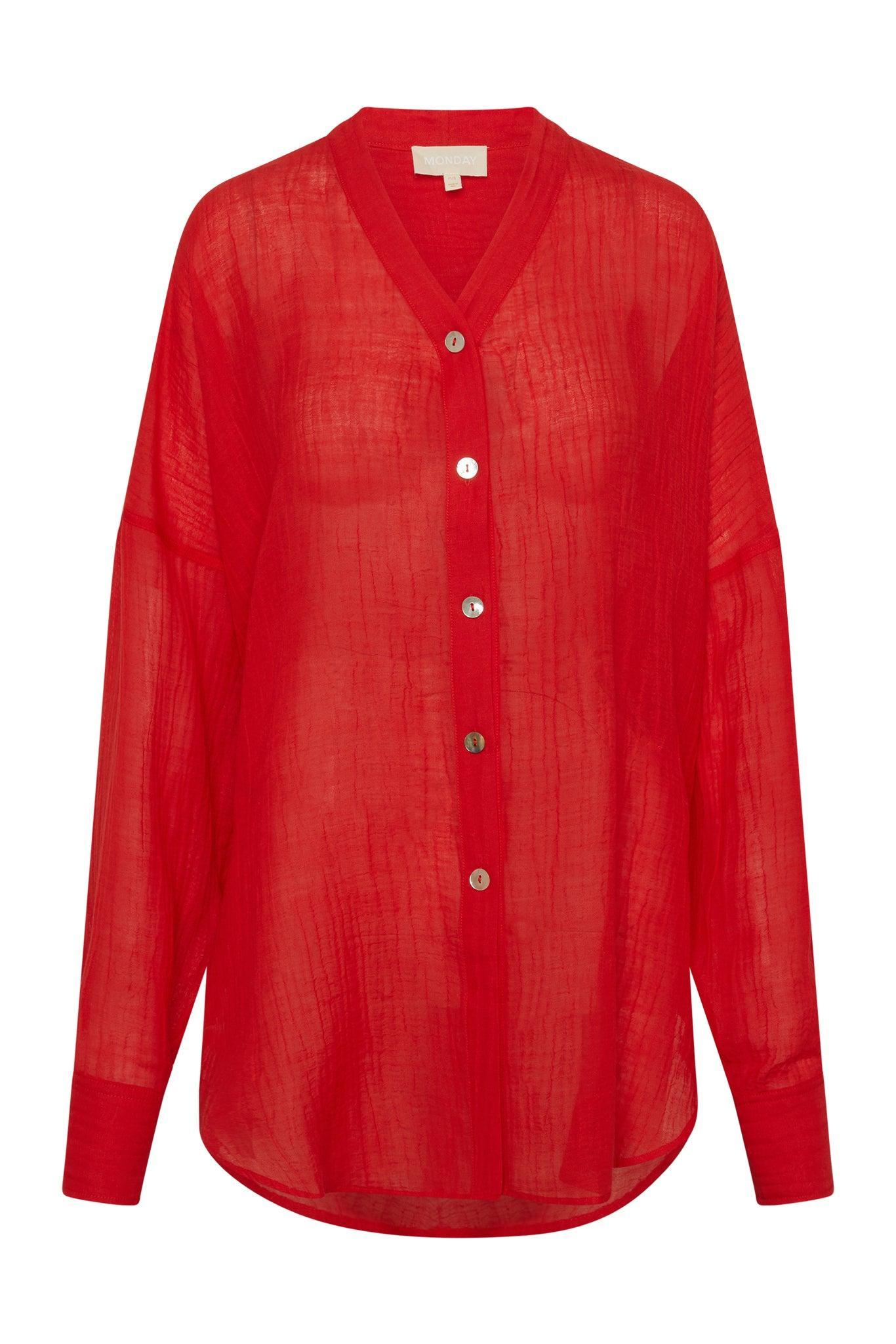 Barcelona Tunic - Chili Pepper Crinkle Linen Product Image