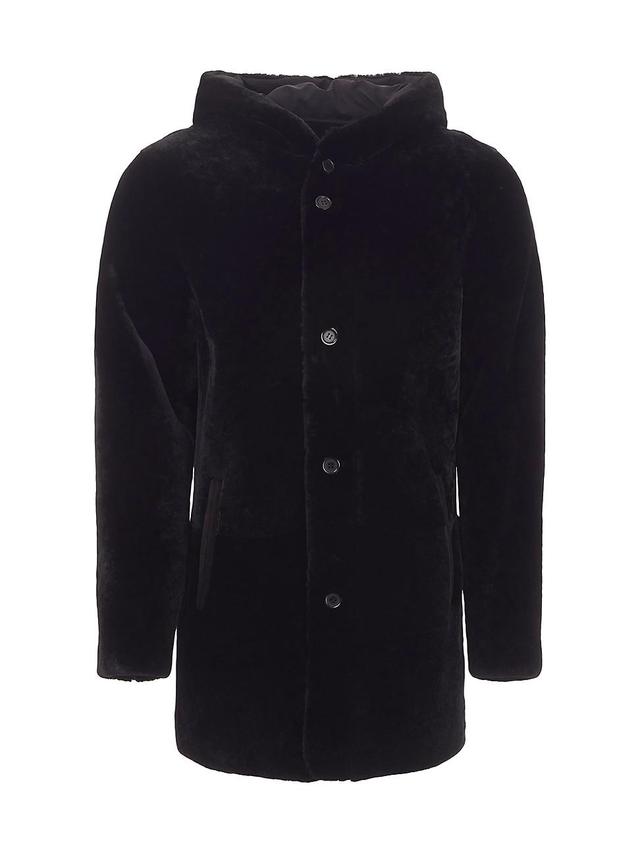 Mens Reversible Shearling Lamb Parka Jacket Product Image