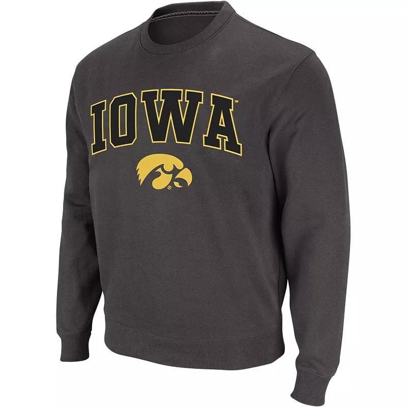 Mens Colosseum Charcoal Iowa Hawkeyes Arch & Logo Crew Neck Sweatshirt Product Image