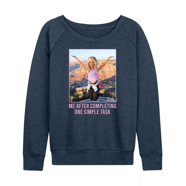 Womens Barbie One Simple Task Lightweight French Terry Sweatshirt, Girls Grey Indigo Product Image