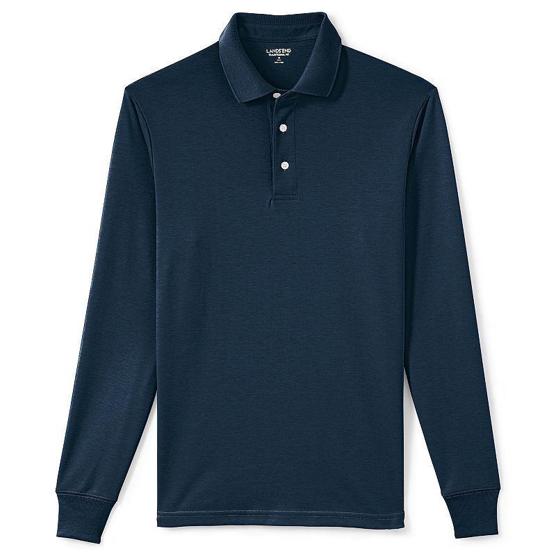 Mens Lands End Soft Supima Polo Blue Product Image