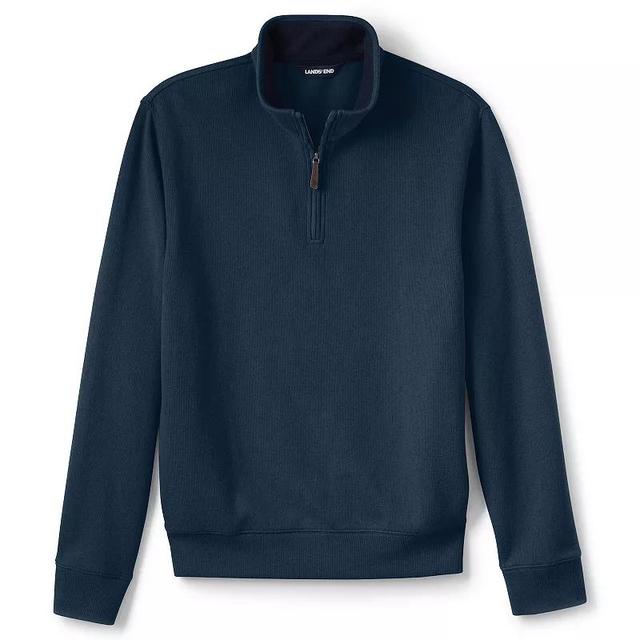 Mens Lands End Bedford Regular-Fit Ribbed Quarter-Zip Pullover Sweater Radiant Blue Product Image