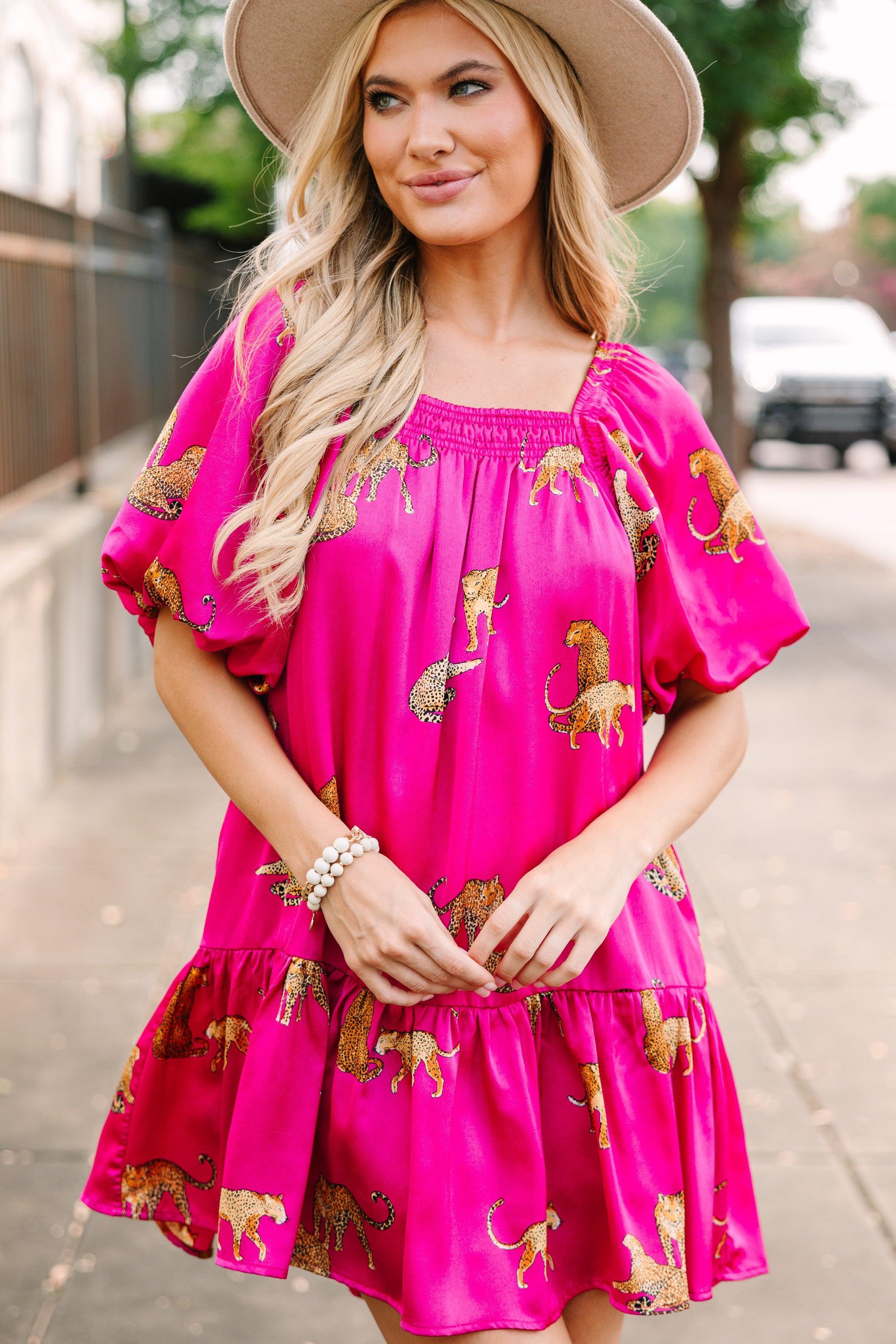 Ready For The Day Fuchsia Pink Cheetah Print Dress Female Product Image