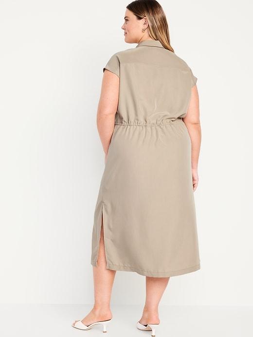 Waist-Defined Utility Midi Shirt Dress Product Image