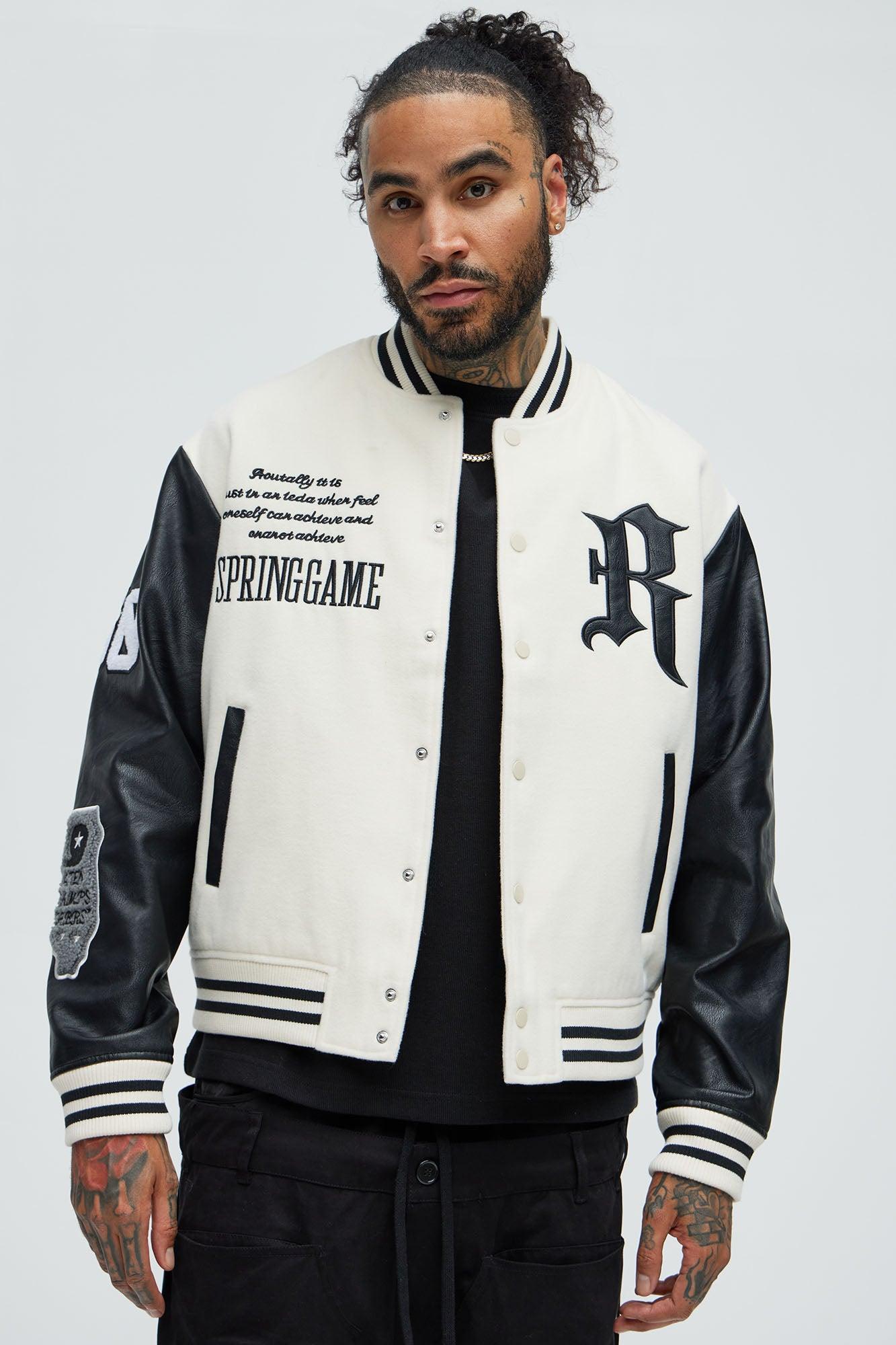 Spring Game Varsity Jacket - Cream Product Image