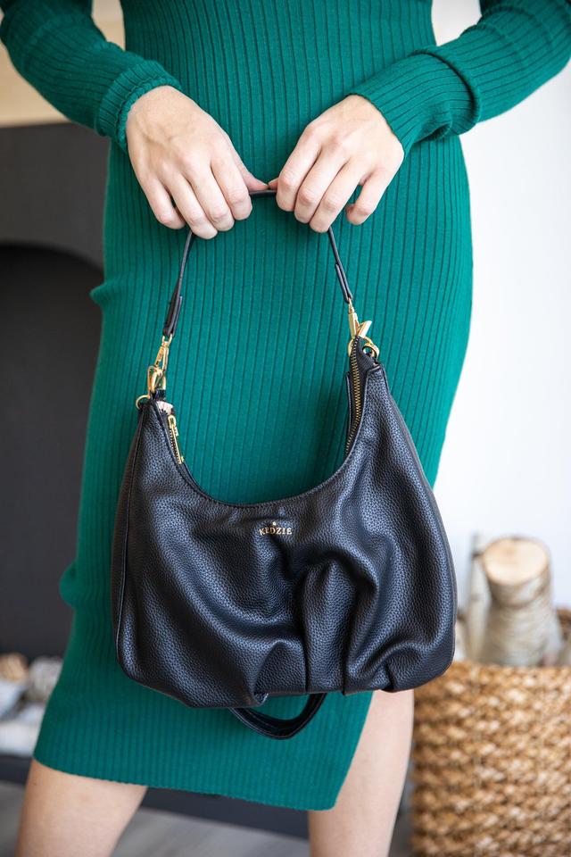 Black Vegan Leather Shoulder Bag Product Image