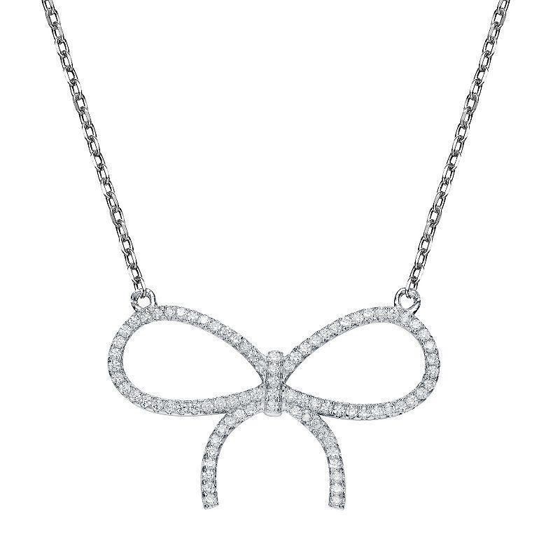 Sterling Silver Cubic Zirconia Ribbon Necklace, Womens Product Image