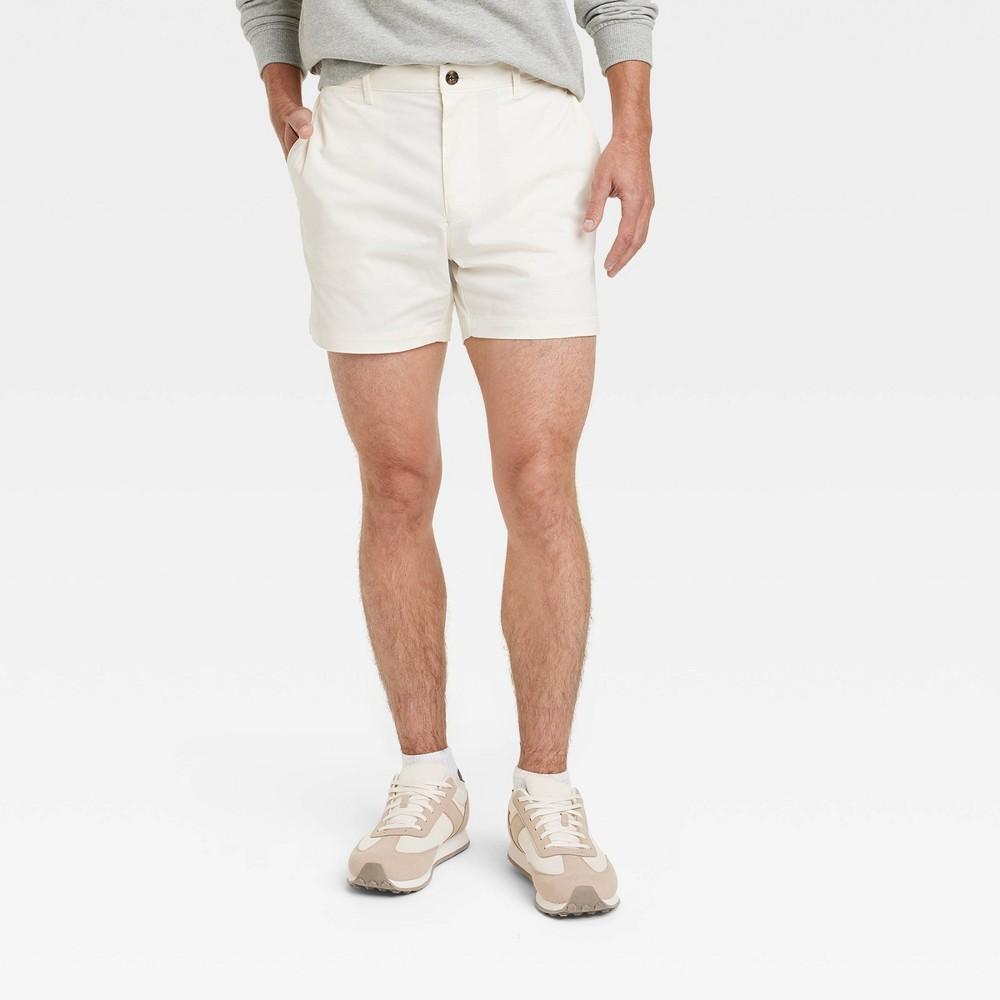 Mens Every Wear 5 Slim Fit Flat Front Chino Shorts - Goodfellow & Co Cream 34 Product Image