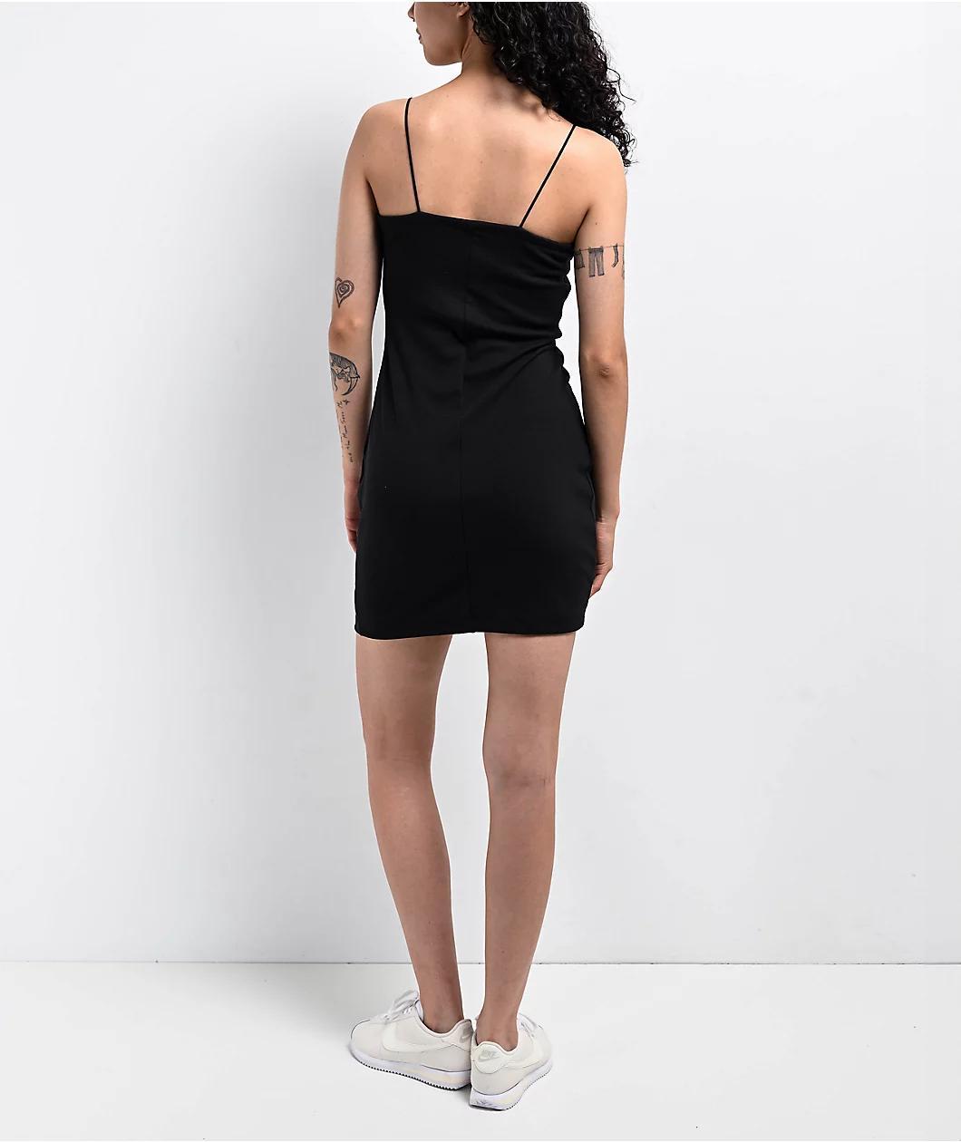 Nike Sportswear Chill Knit Mini-Rib Black Cami Dress Product Image