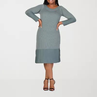 24seven Comfort Apparel Womens Long Sleeve Sweater Dress Plus Product Image